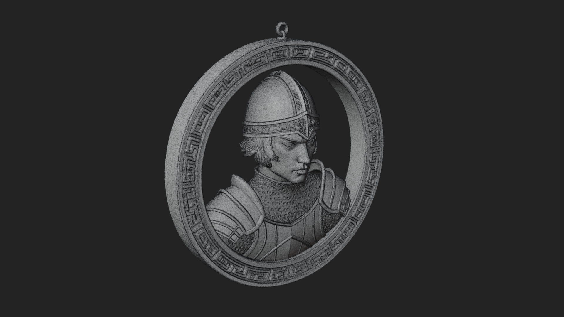 Armored Maiden Oval Plaque Design 1 3D Print Model 3D Model