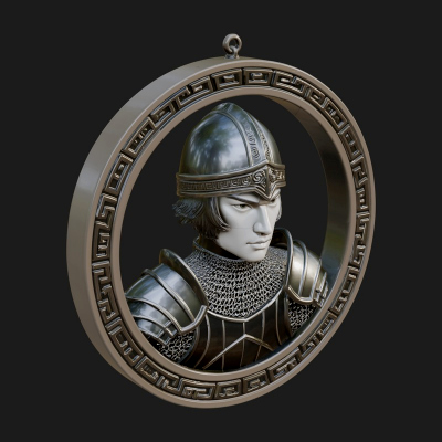 Armored Maiden Oval Plaque Design 1 3D Print Model