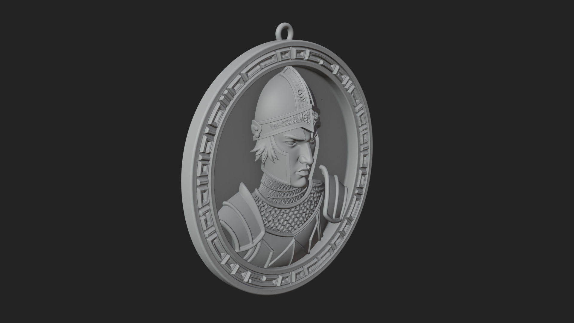 Armored Maiden Oval Plaque Design 2 3D Print Model 3D Model