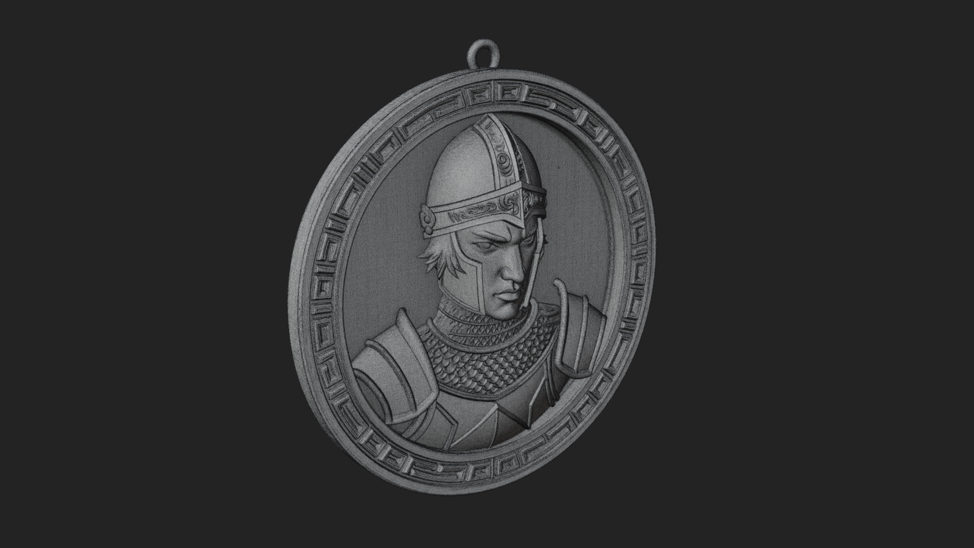 Armored Maiden Oval Plaque Design 2 3D Print Model 3D Model