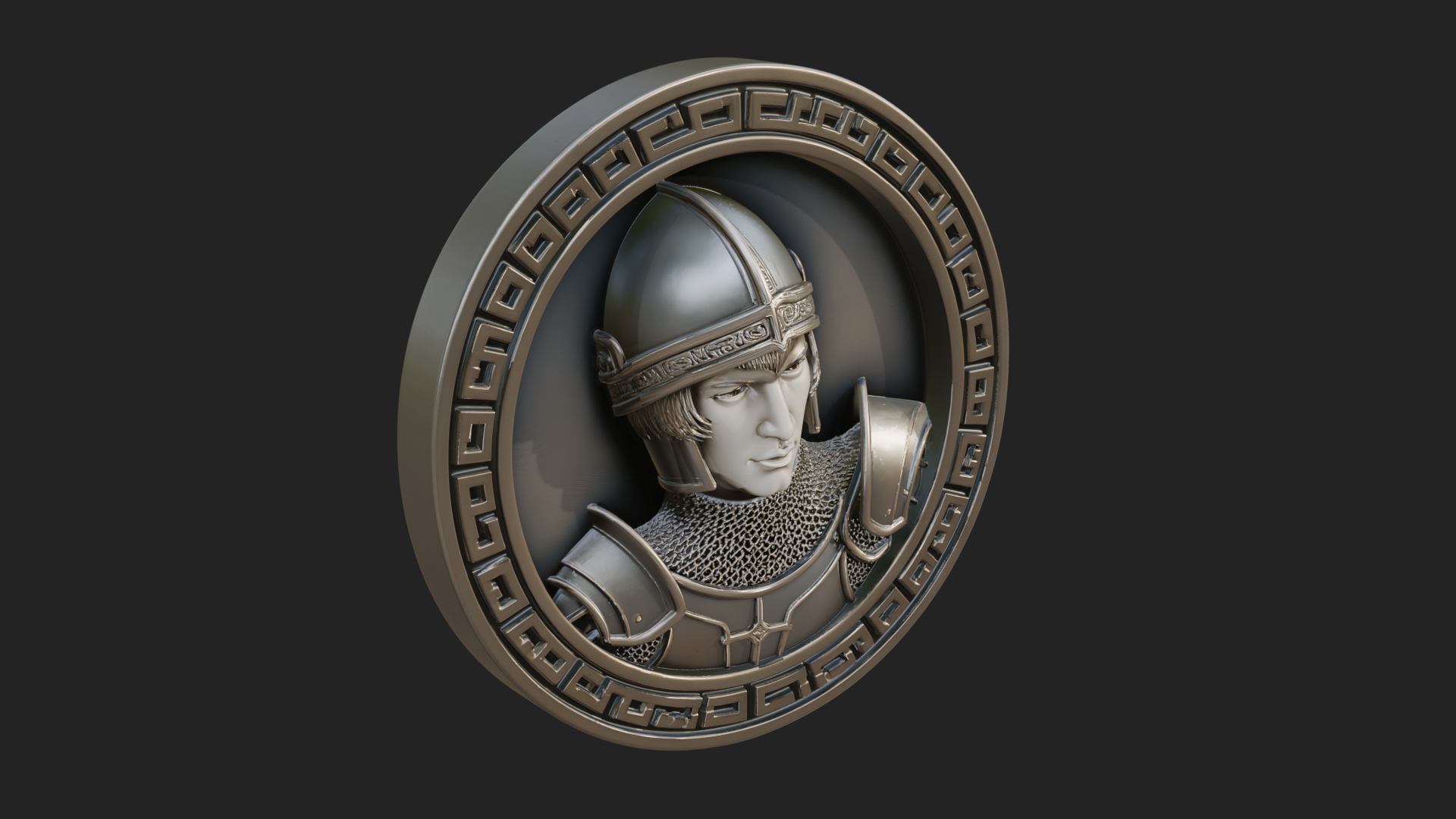 Armored Maiden Oval Plaque Design 3 3D Print Model 3D Model