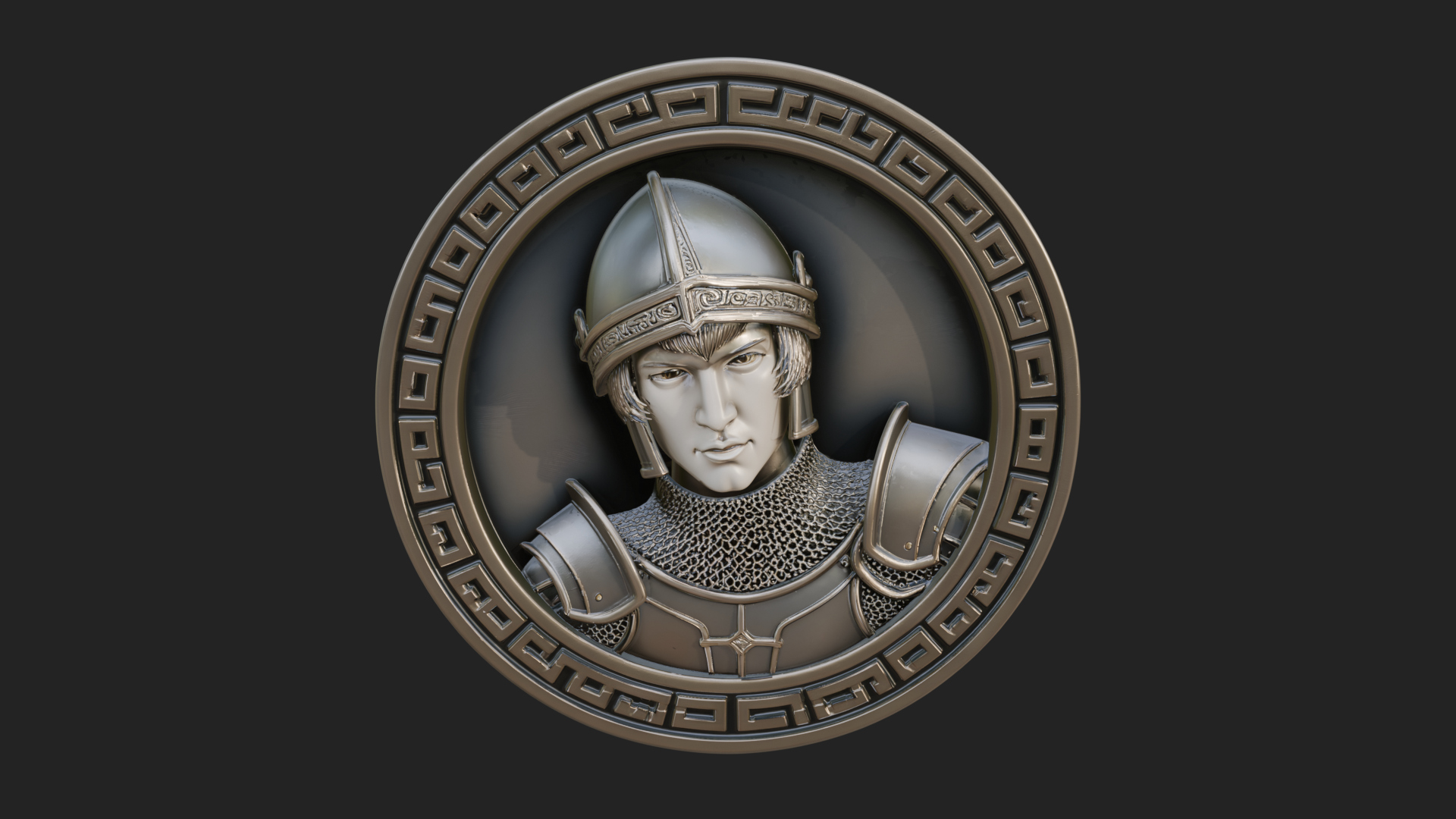 Armored Maiden Oval Plaque Design 3 3D Print Model 3D Model