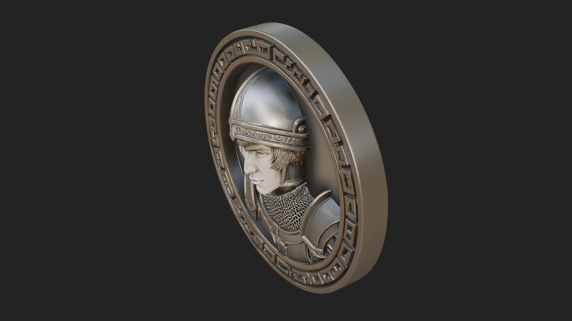Armored Maiden Oval Plaque Design 3 3D Print Model 3D Model
