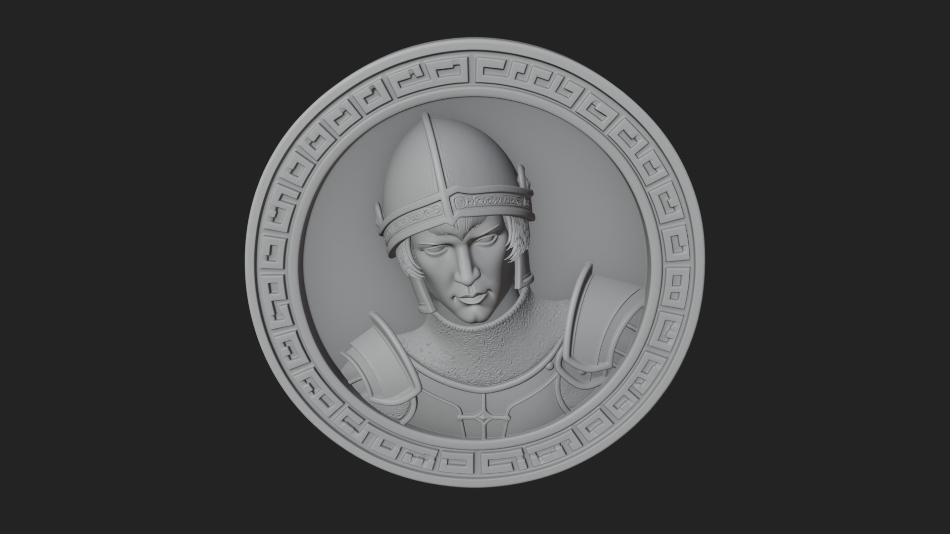 Armored Maiden Oval Plaque Design 3 3D Print Model 3D Model