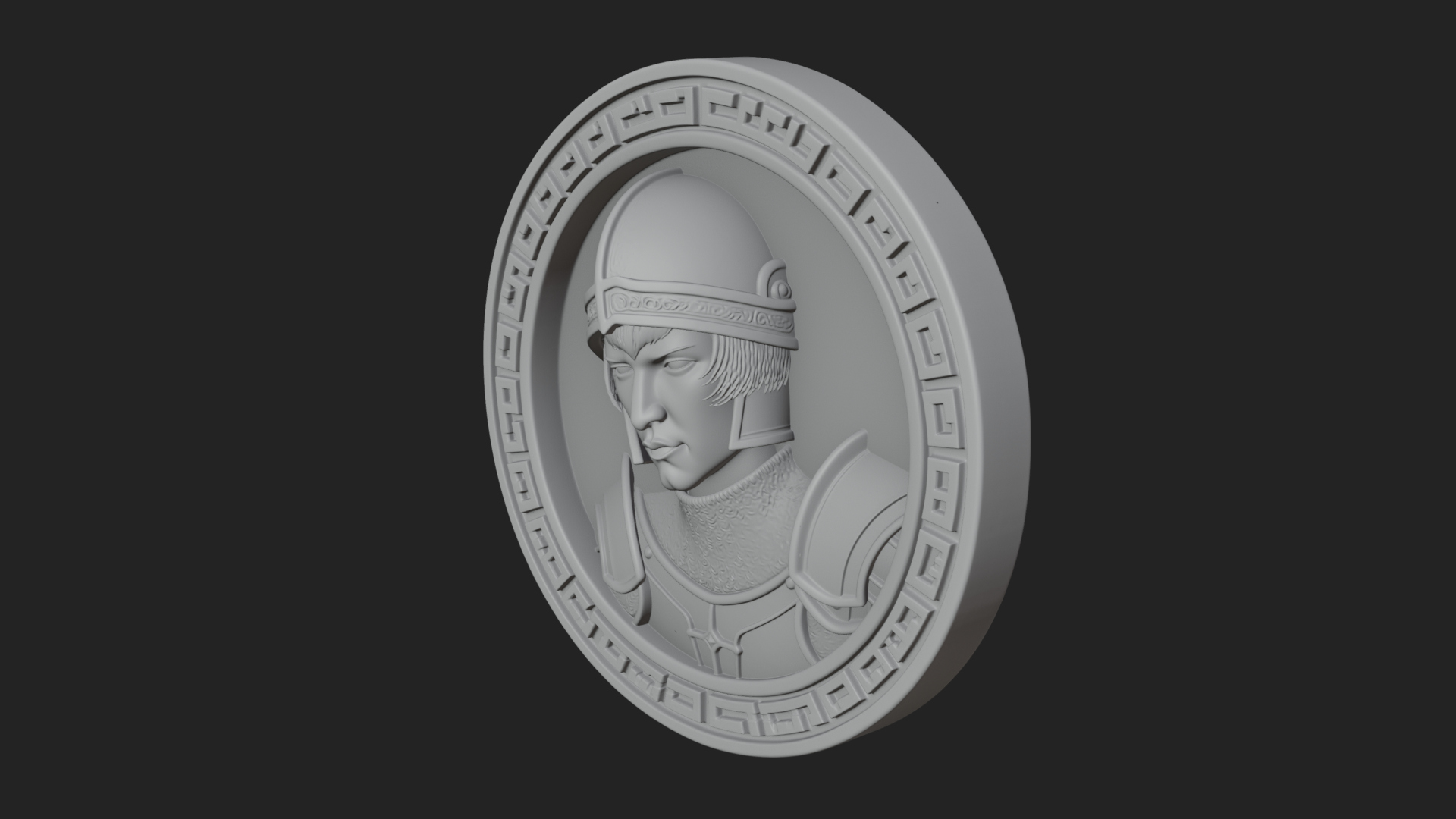 Armored Maiden Oval Plaque Design 3 3D Print Model 3D Model