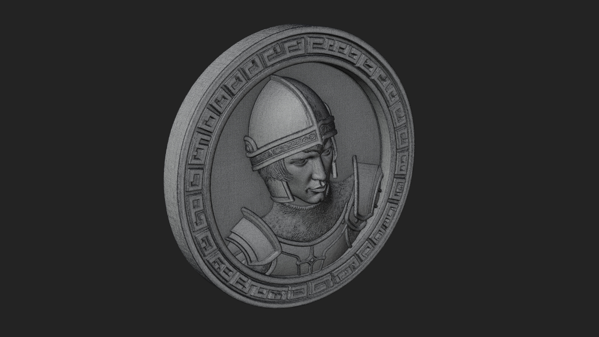Armored Maiden Oval Plaque Design 3 3D Print Model 3D Model