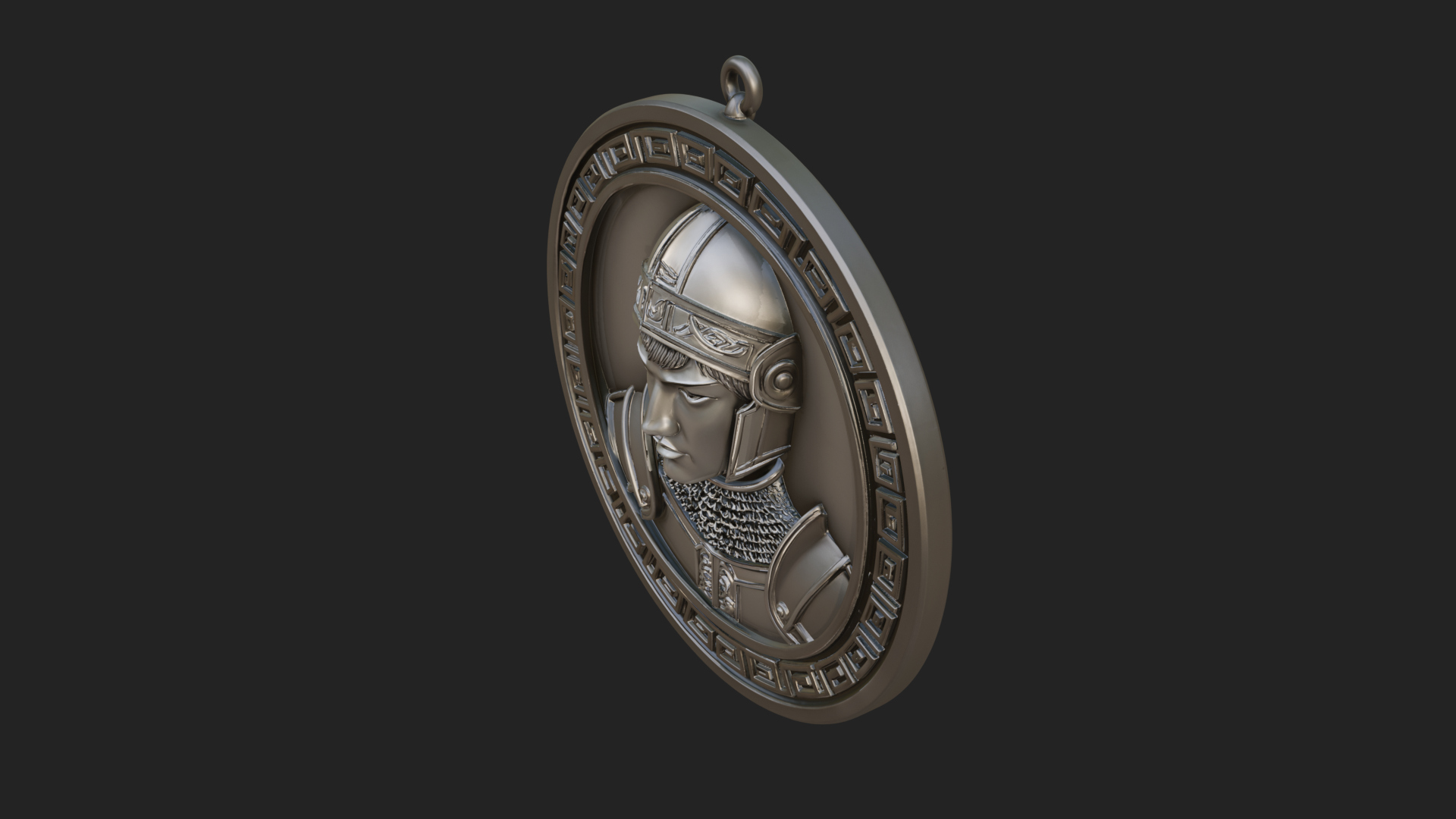 Armored Maiden Oval Plaque Design 4 3D Print Model 3D Model