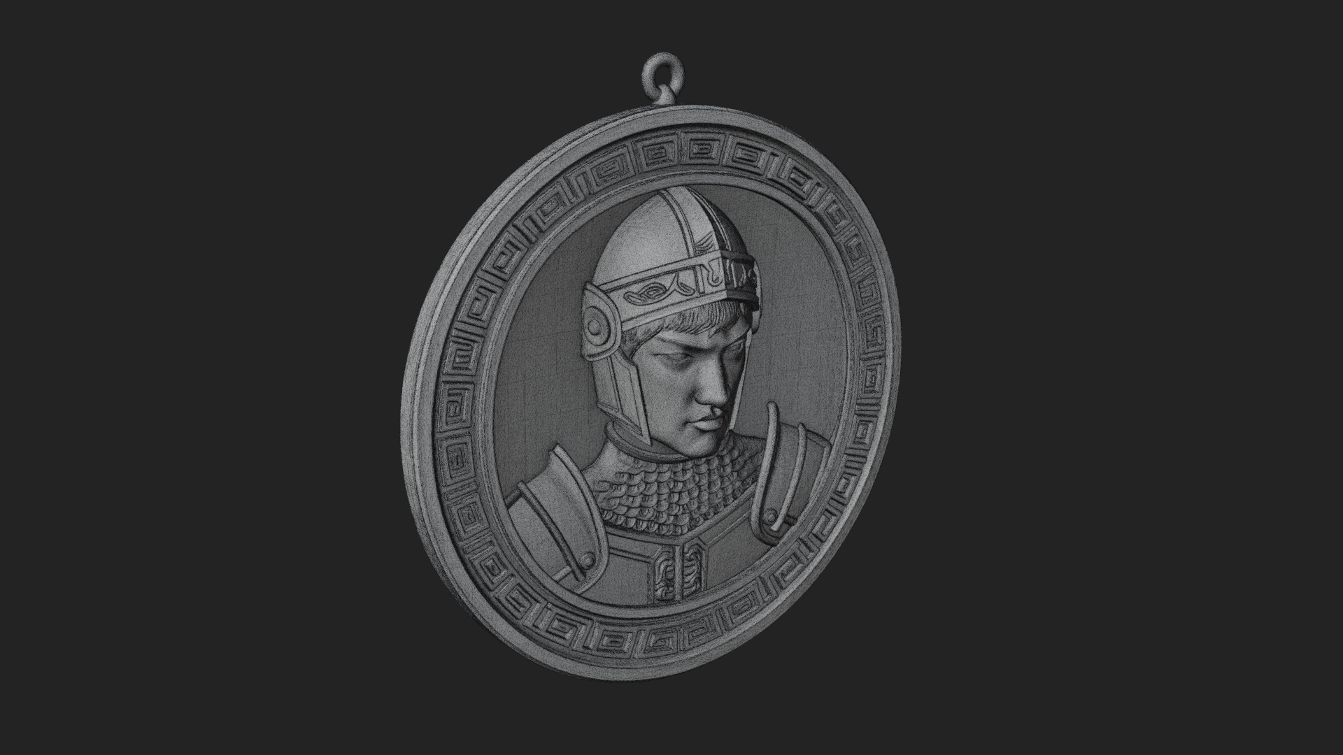 Armored Maiden Oval Plaque Design 4 3D Print Model 3D Model