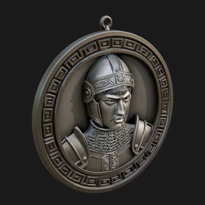 Armored Maiden Oval Plaque Design 4 3D Print Model