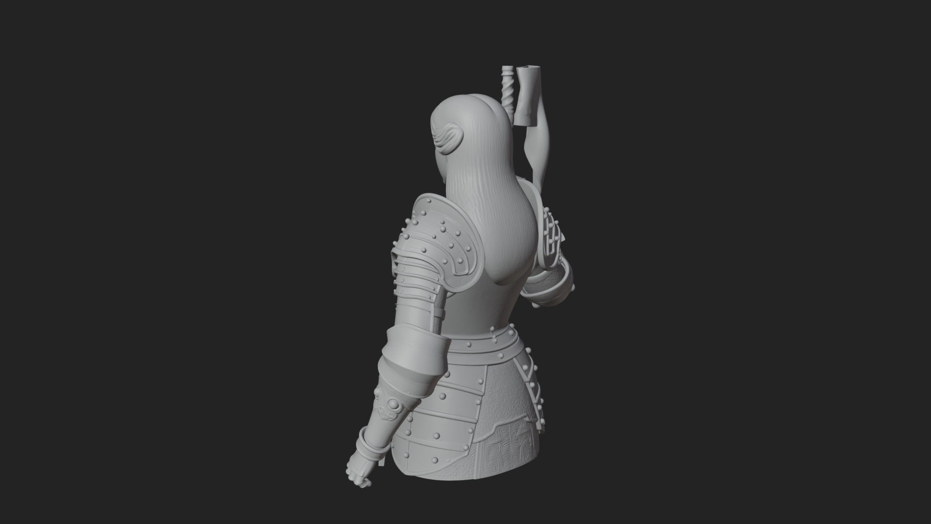 Armored Maiden with Banner Statue Design 3 3D Print Model 3D Model