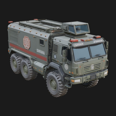 Armored Security Truck Model Design 13 3D Print Model