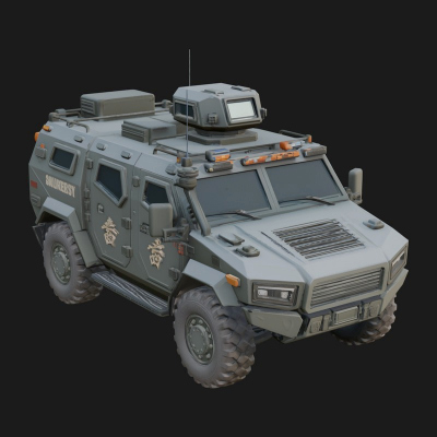 Armored Security Truck Model Design 2 3D Print Model
