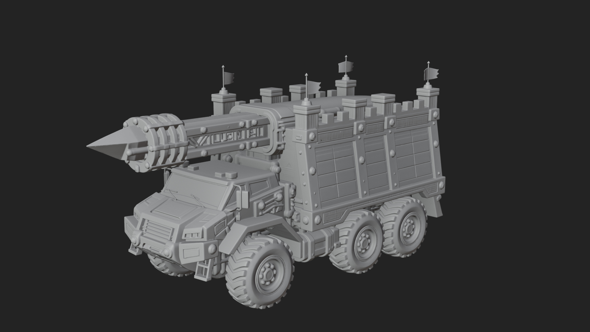 Armored Siege Truck Model Design 1 3D Print Model 3D Model