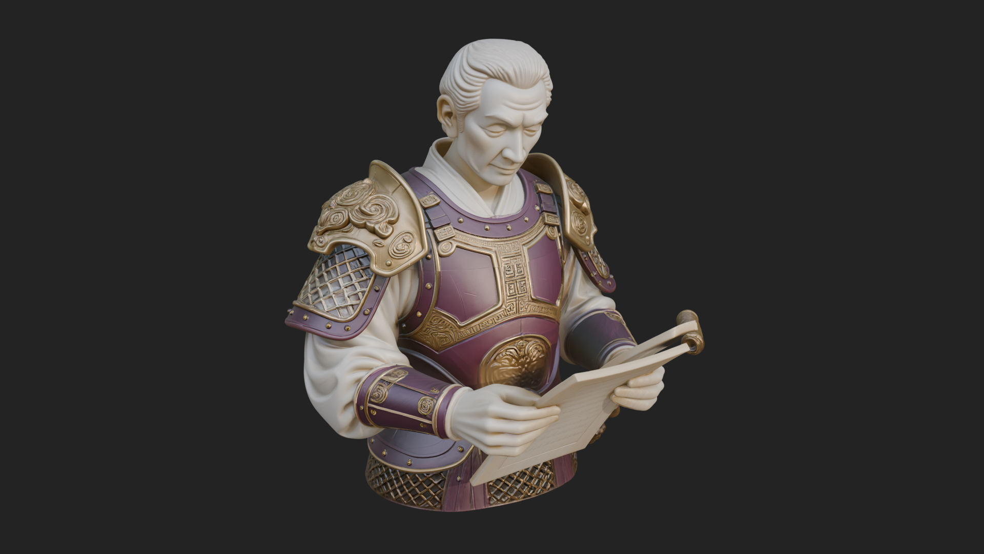 Armored Strategist Bust Design 1 3D Print Model 3D Model