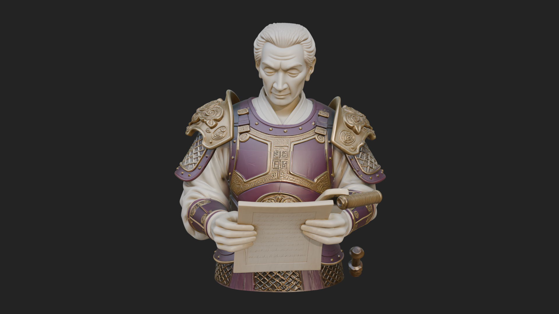 Armored Strategist Bust Design 1 3D Print Model 3D Model