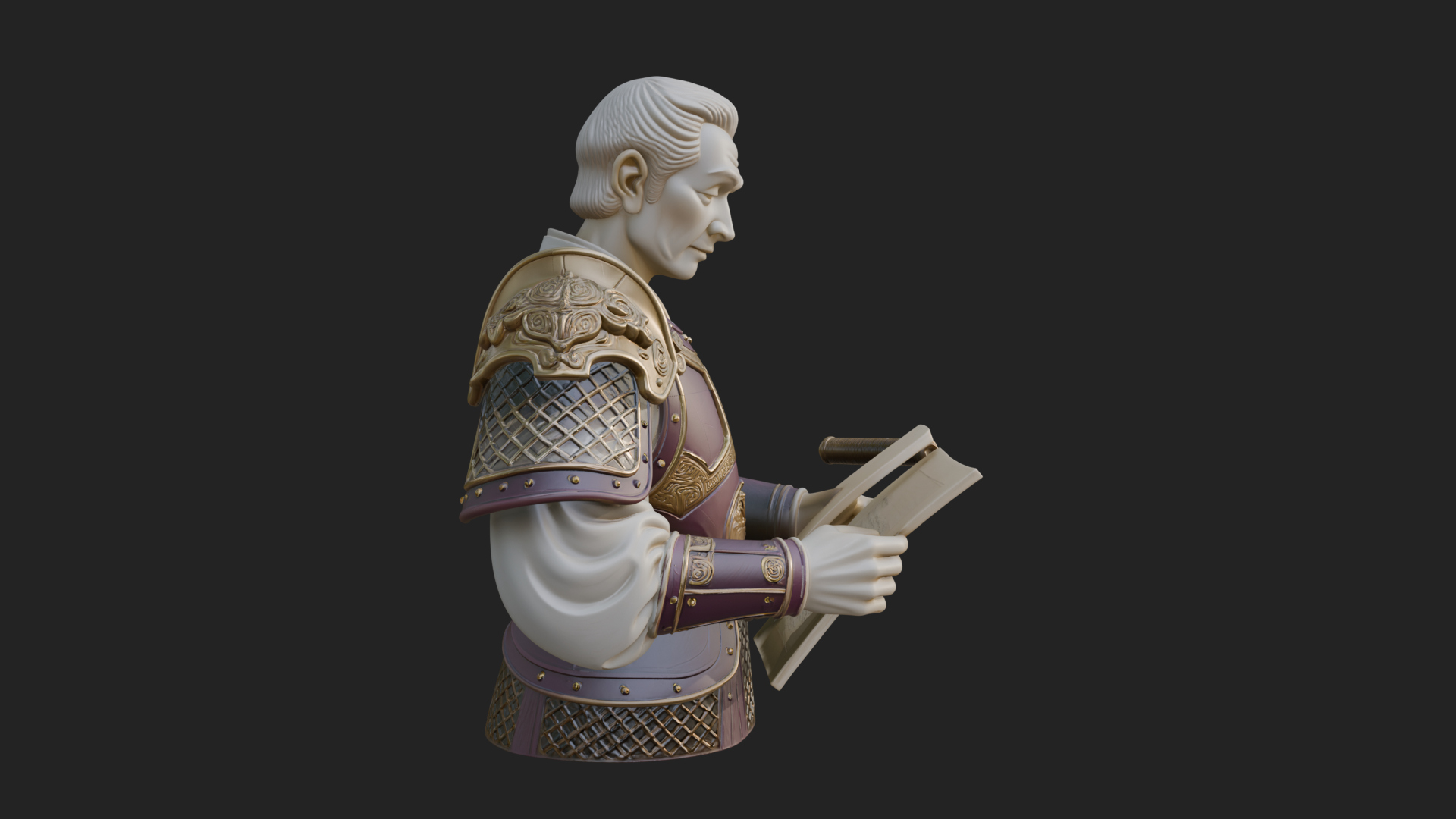 Armored Strategist Bust Design 1 3D Print Model 3D Model