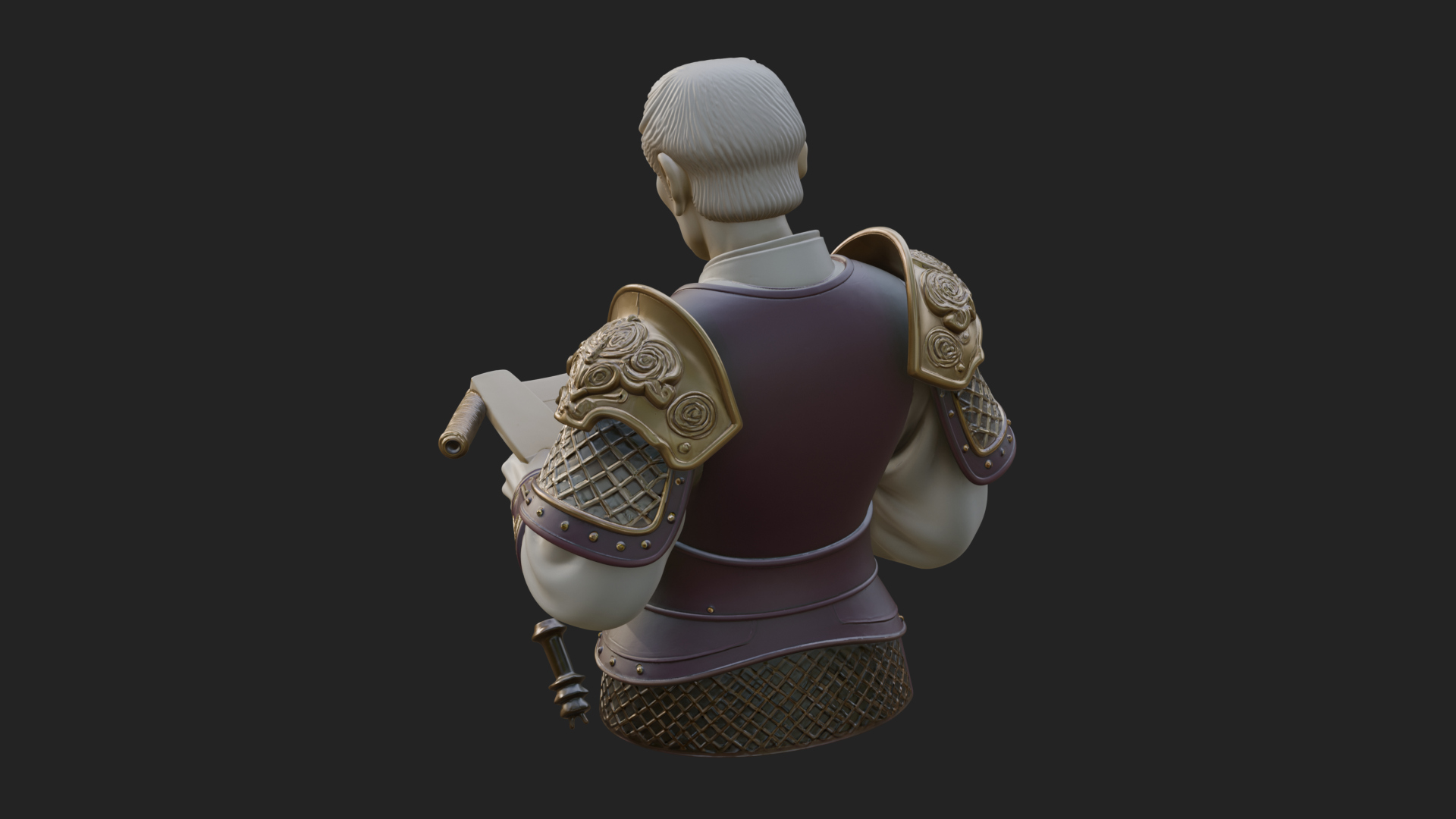 Armored Strategist Bust Design 1 3D Print Model 3D Model