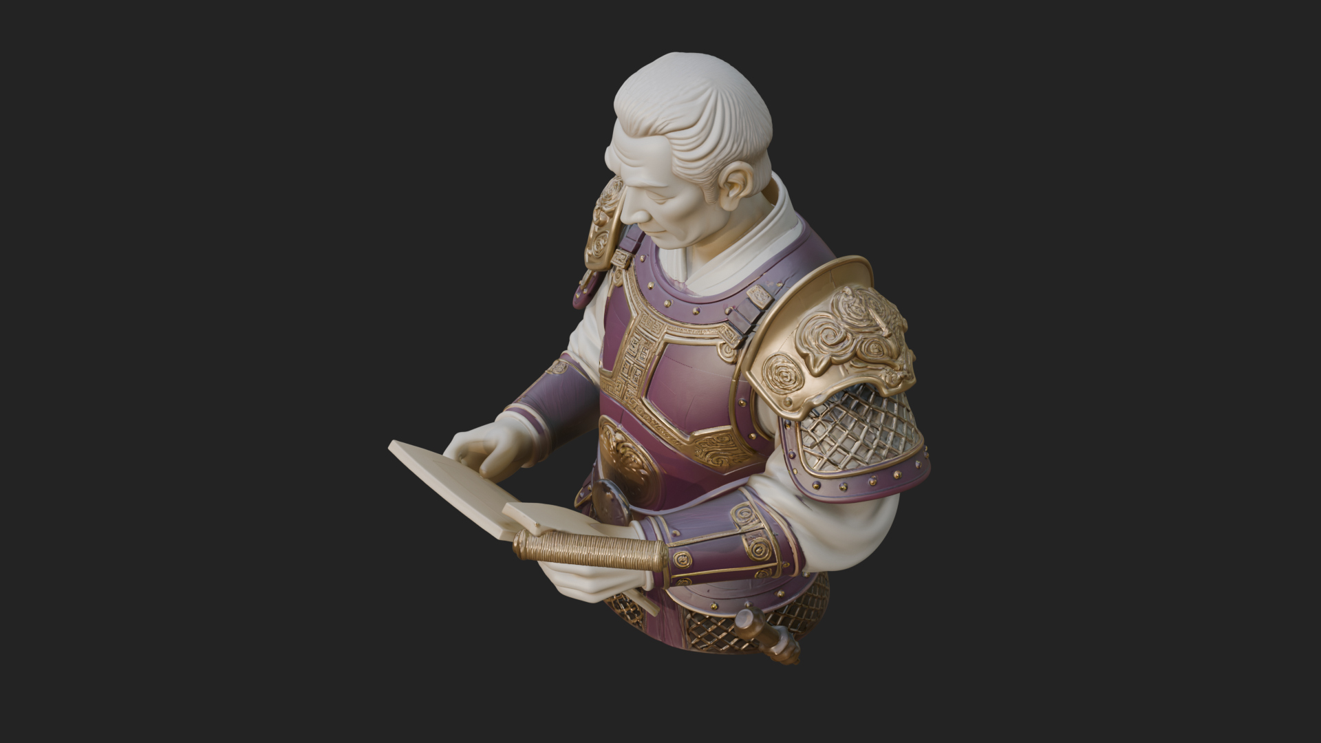 Armored Strategist Bust Design 1 3D Print Model 3D Model