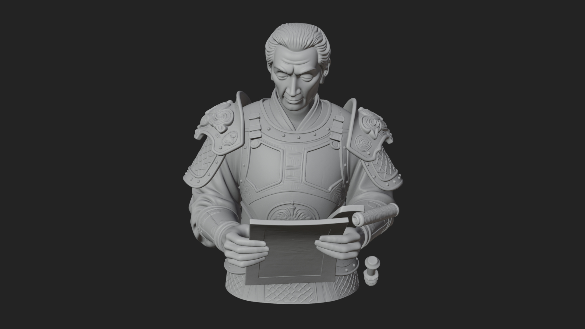 Armored Strategist Bust Design 1 3D Print Model 3D Model