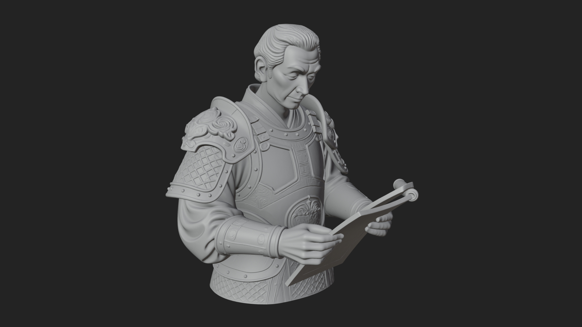 Armored Strategist Bust Design 1 3D Print Model 3D Model