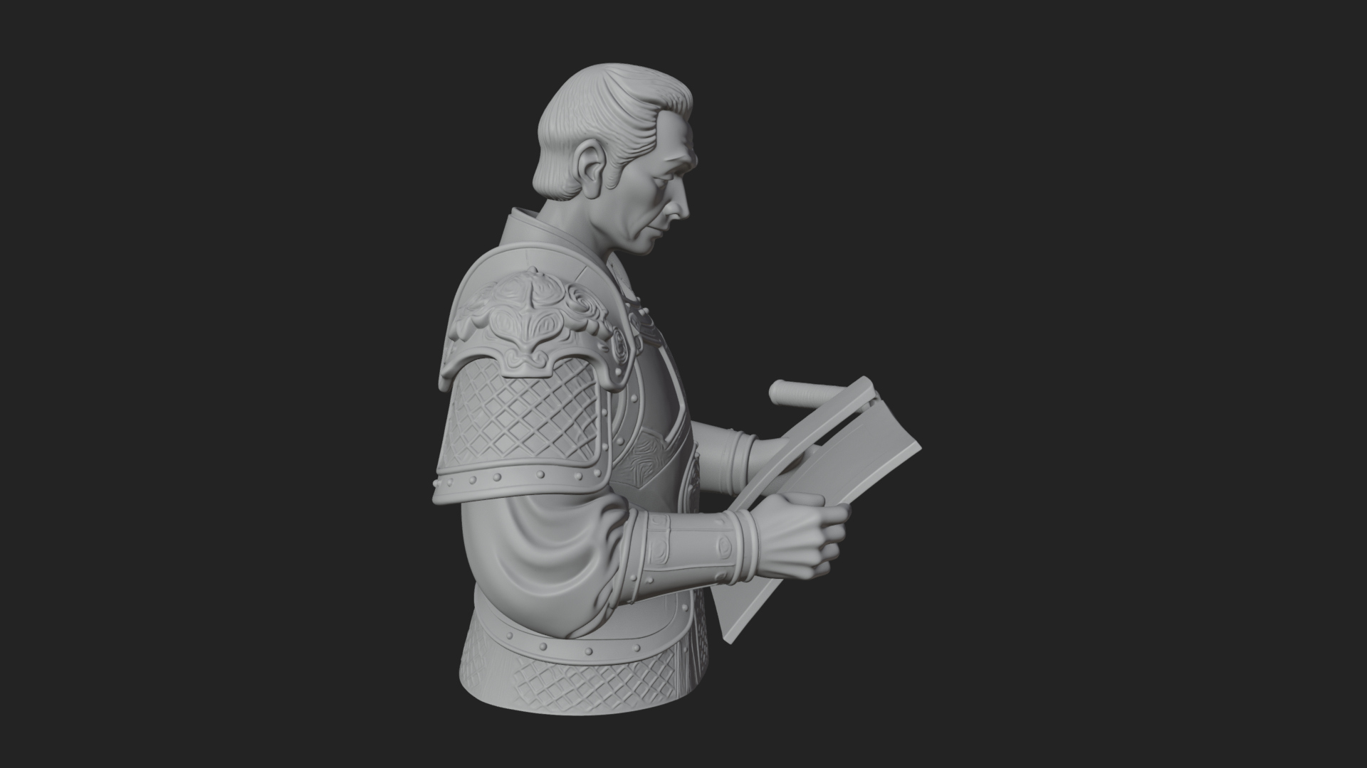 Armored Strategist Bust Design 1 3D Print Model 3D Model