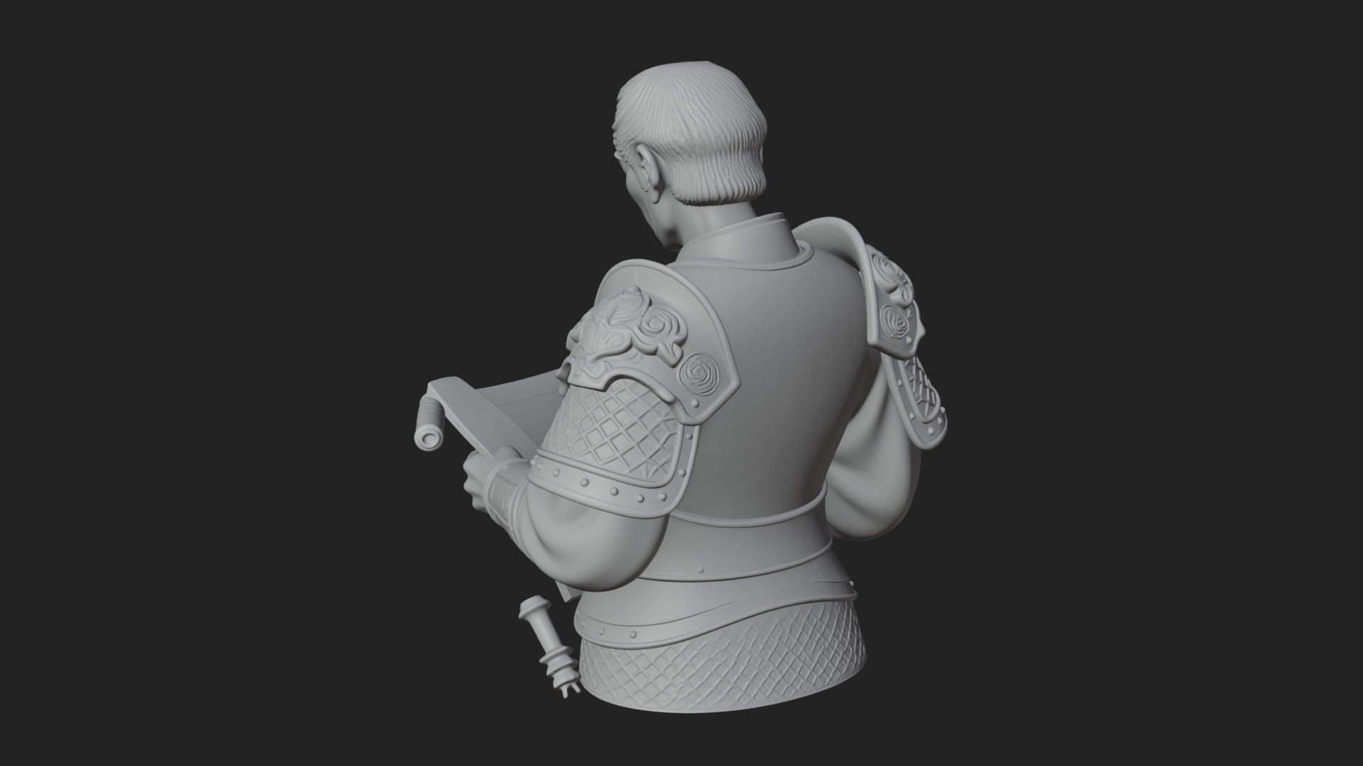 Armored Strategist Bust Design 1 3D Print Model 3D Model