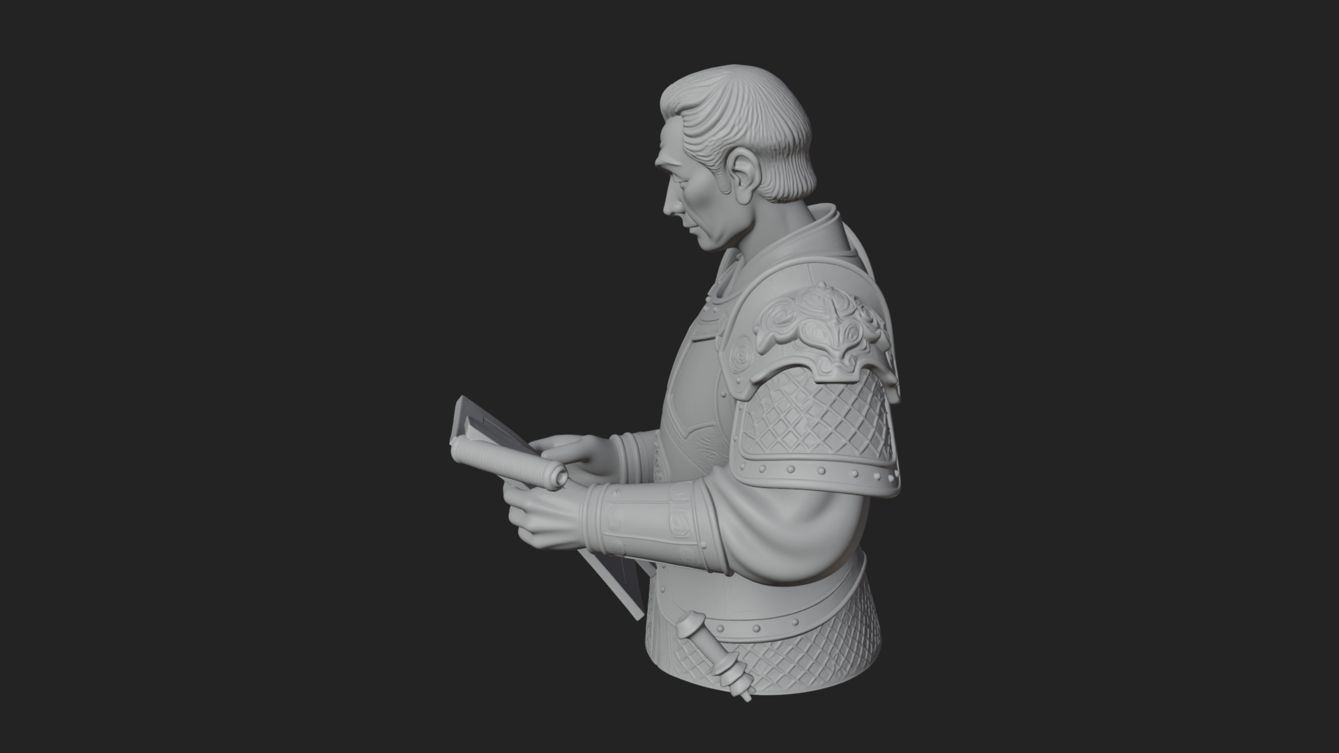 Armored Strategist Bust Design 1 3D Print Model 3D Model
