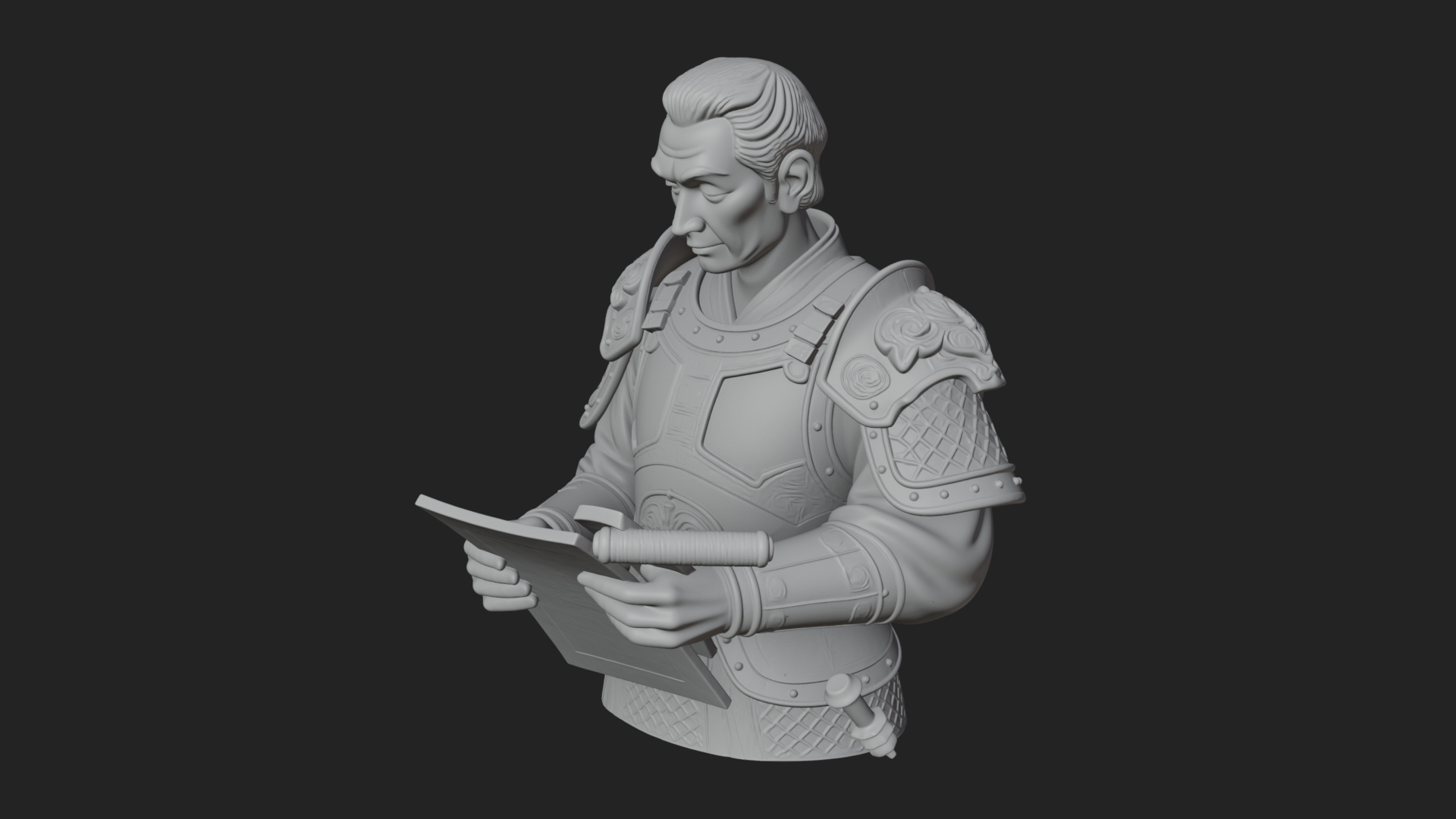 Armored Strategist Bust Design 1 3D Print Model 3D Model