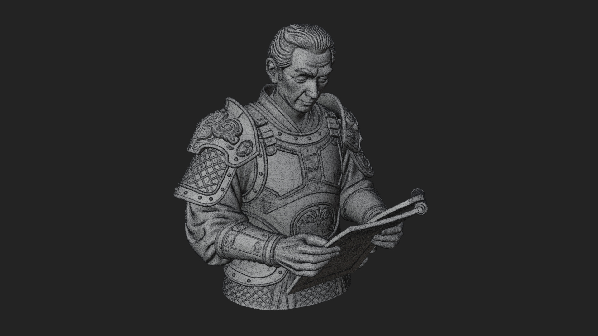 Armored Strategist Bust Design 1 3D Print Model 3D Model