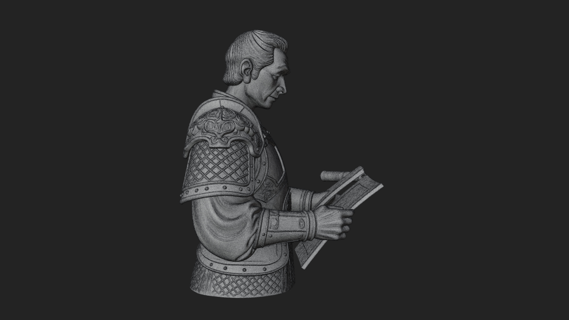 Armored Strategist Bust Design 1 3D Print Model 3D Model