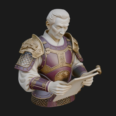 Armored Strategist Bust Design 1 3D Print Model