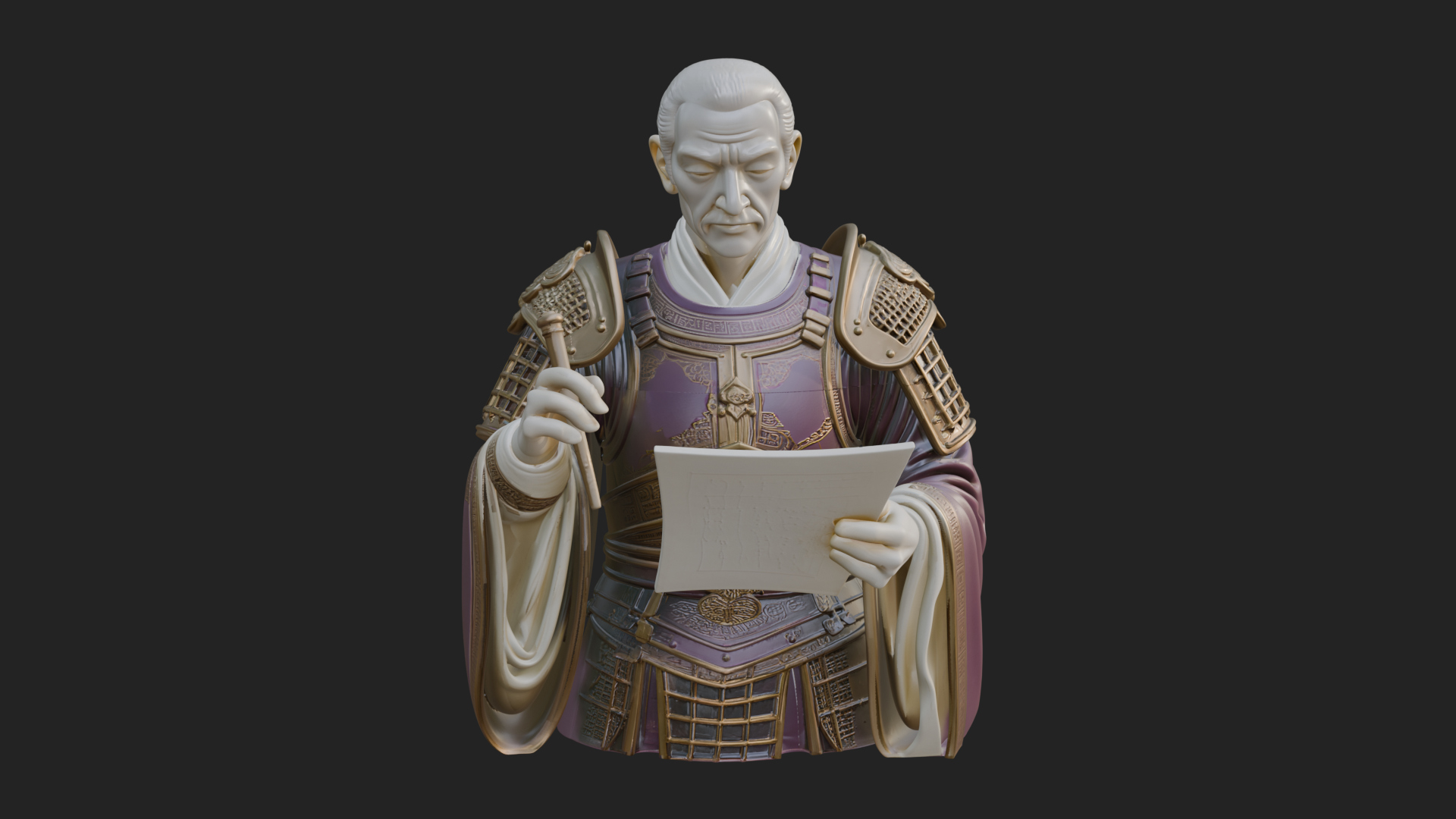 Armored Strategist Bust Design 2 3D Print Model 3D Model