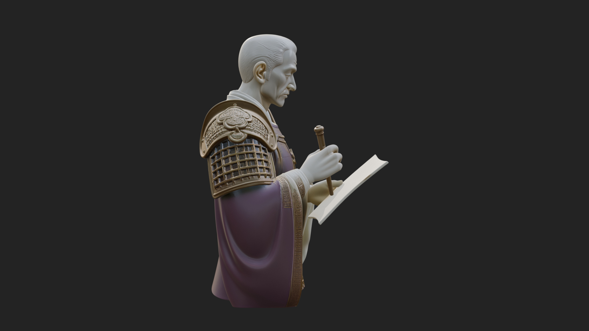 Armored Strategist Bust Design 2 3D Print Model 3D Model