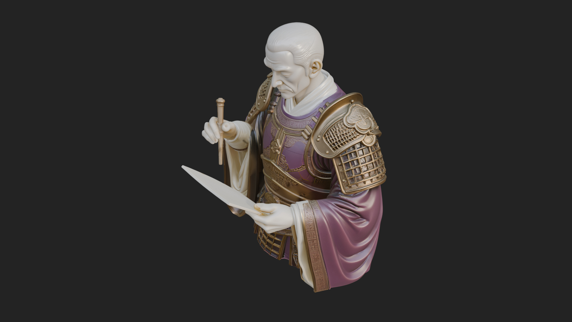 Armored Strategist Bust Design 2 3D Print Model 3D Model