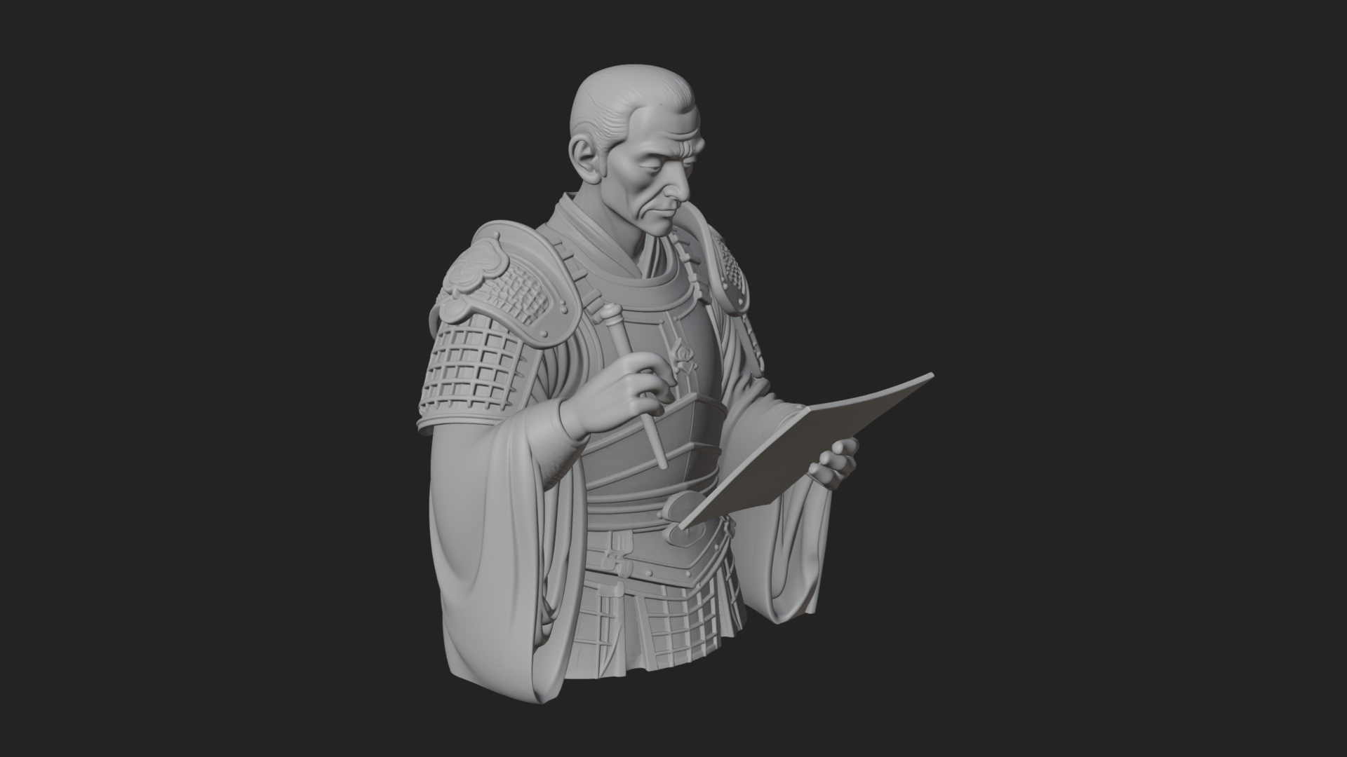 Armored Strategist Bust Design 2 3D Print Model 3D Model