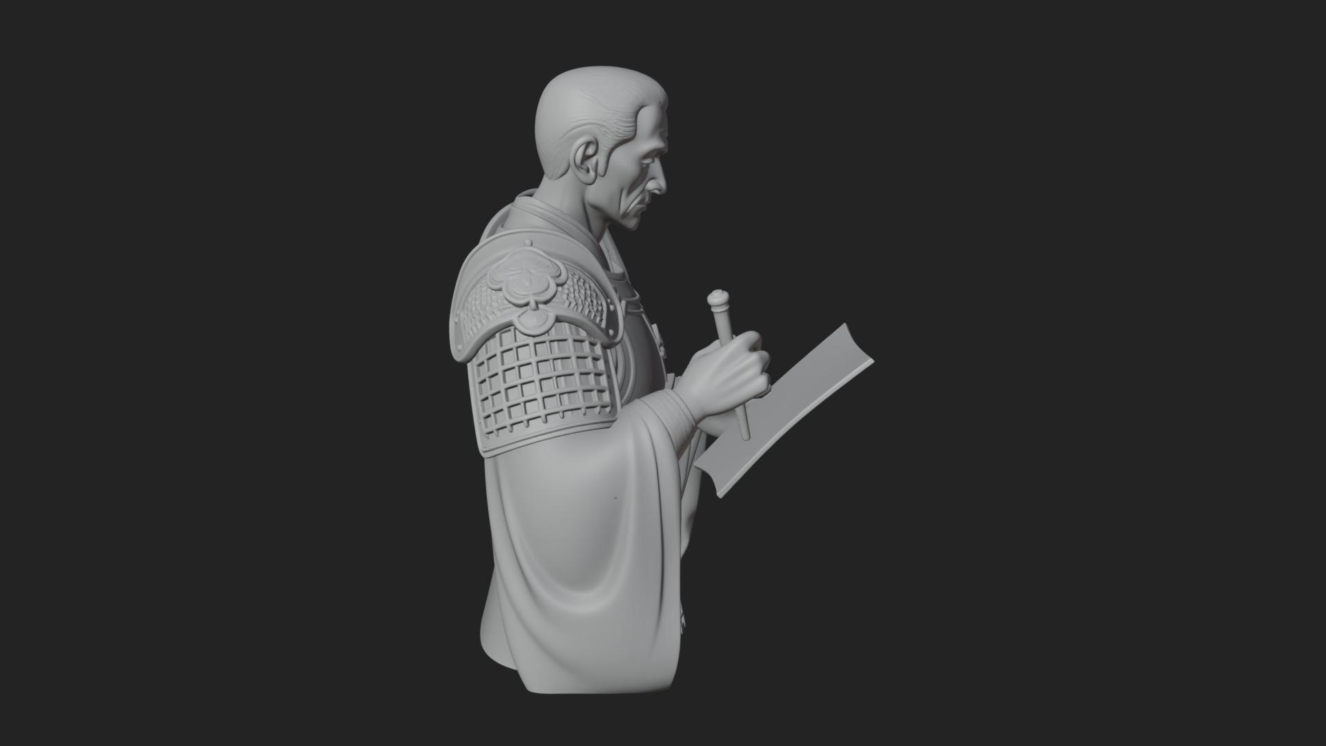 Armored Strategist Bust Design 2 3D Print Model 3D Model