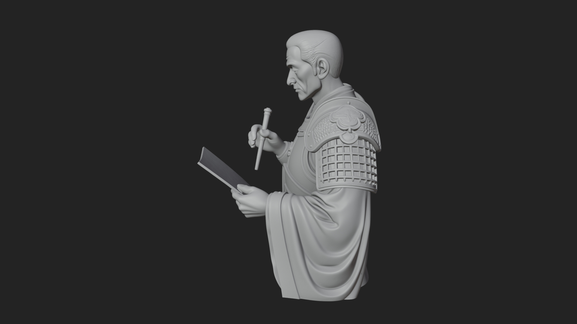 Armored Strategist Bust Design 2 3D Print Model 3D Model