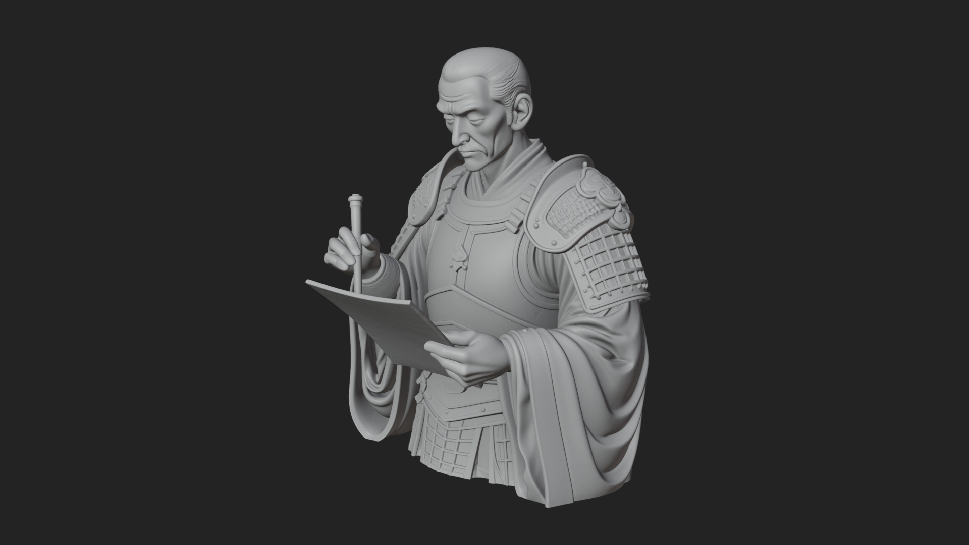 Armored Strategist Bust Design 2 3D Print Model 3D Model