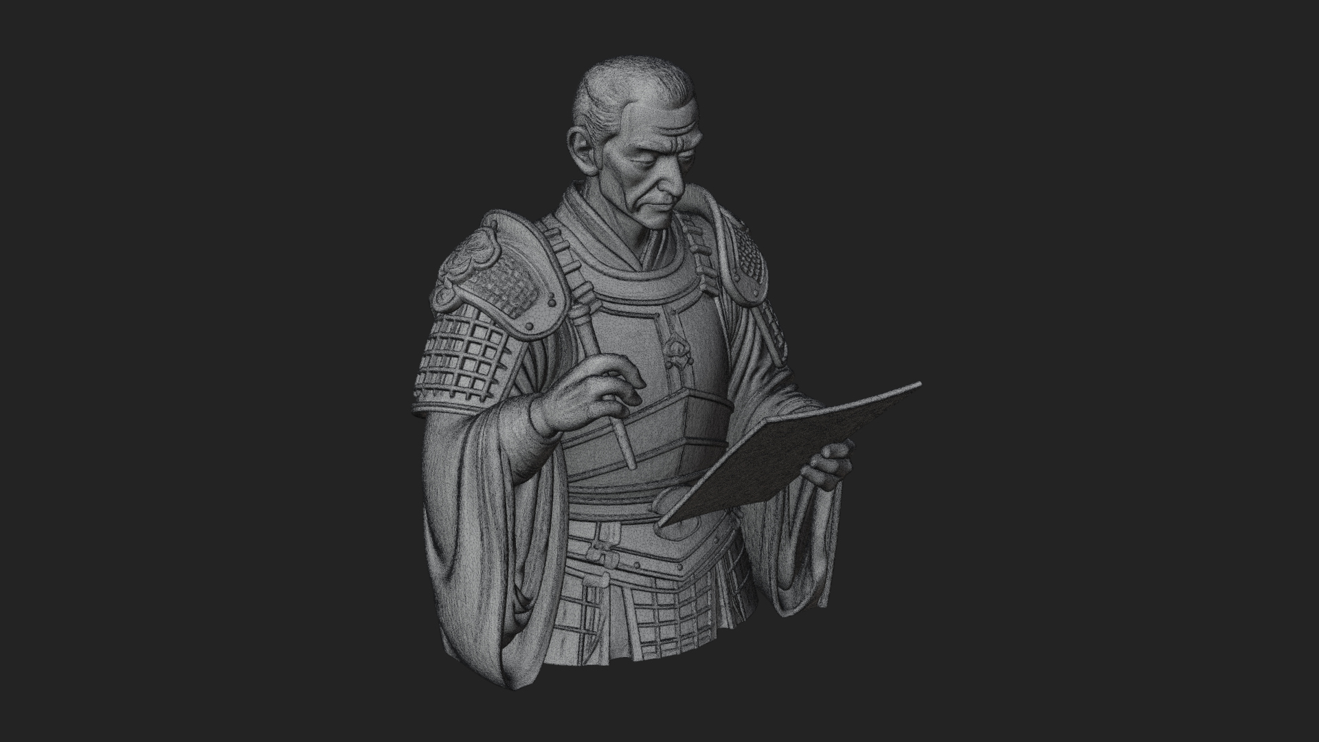 Armored Strategist Bust Design 2 3D Print Model 3D Model