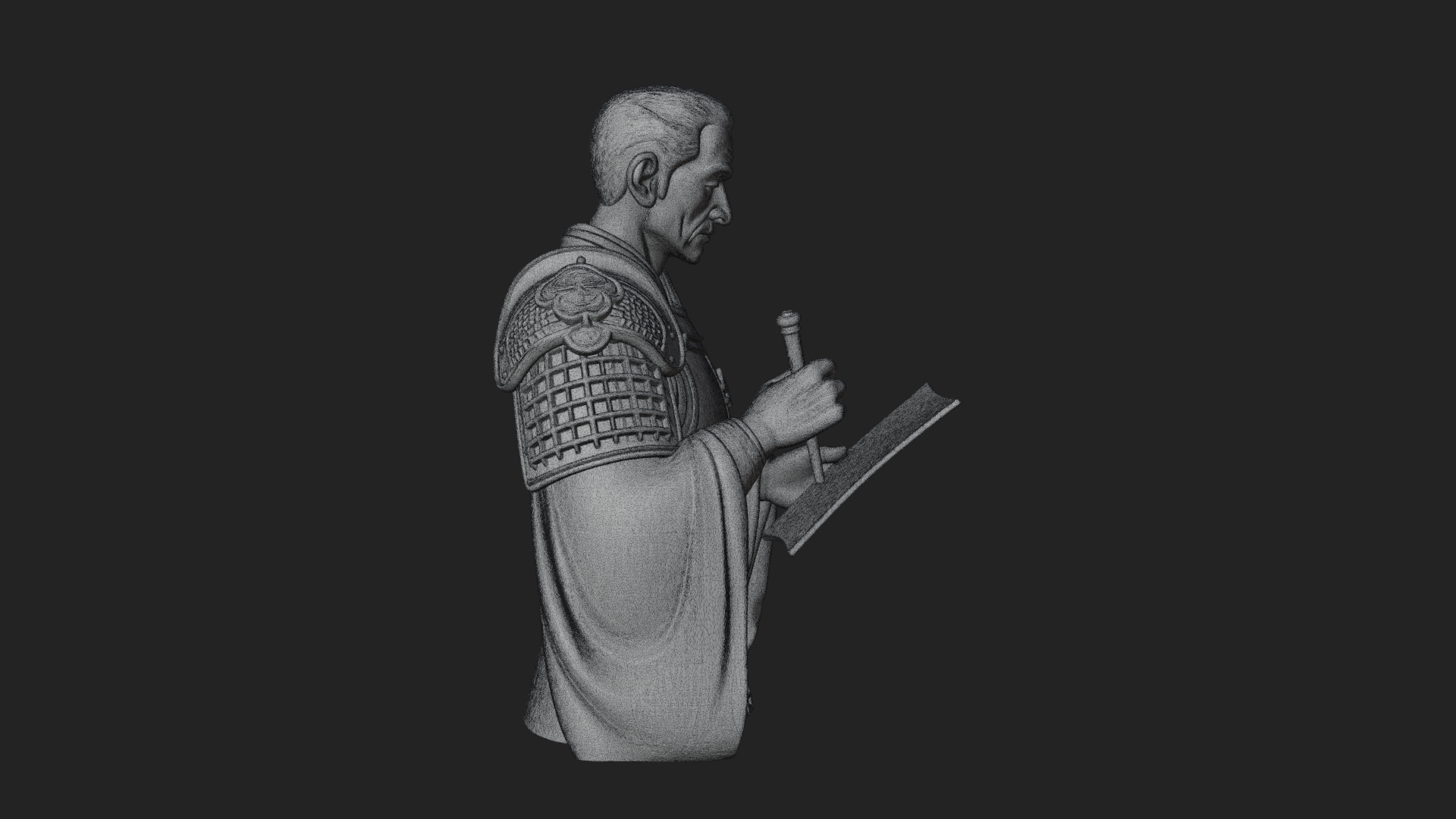 Armored Strategist Bust Design 2 3D Print Model 3D Model