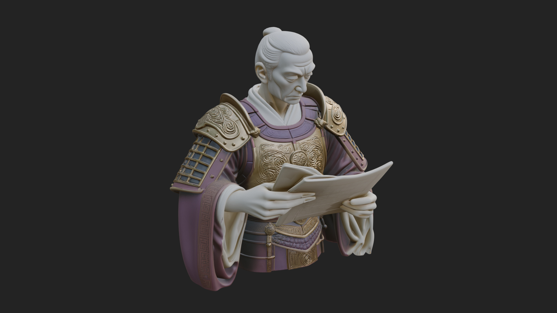 Armored Strategist Bust Design 3 3D Print Model 3D Model