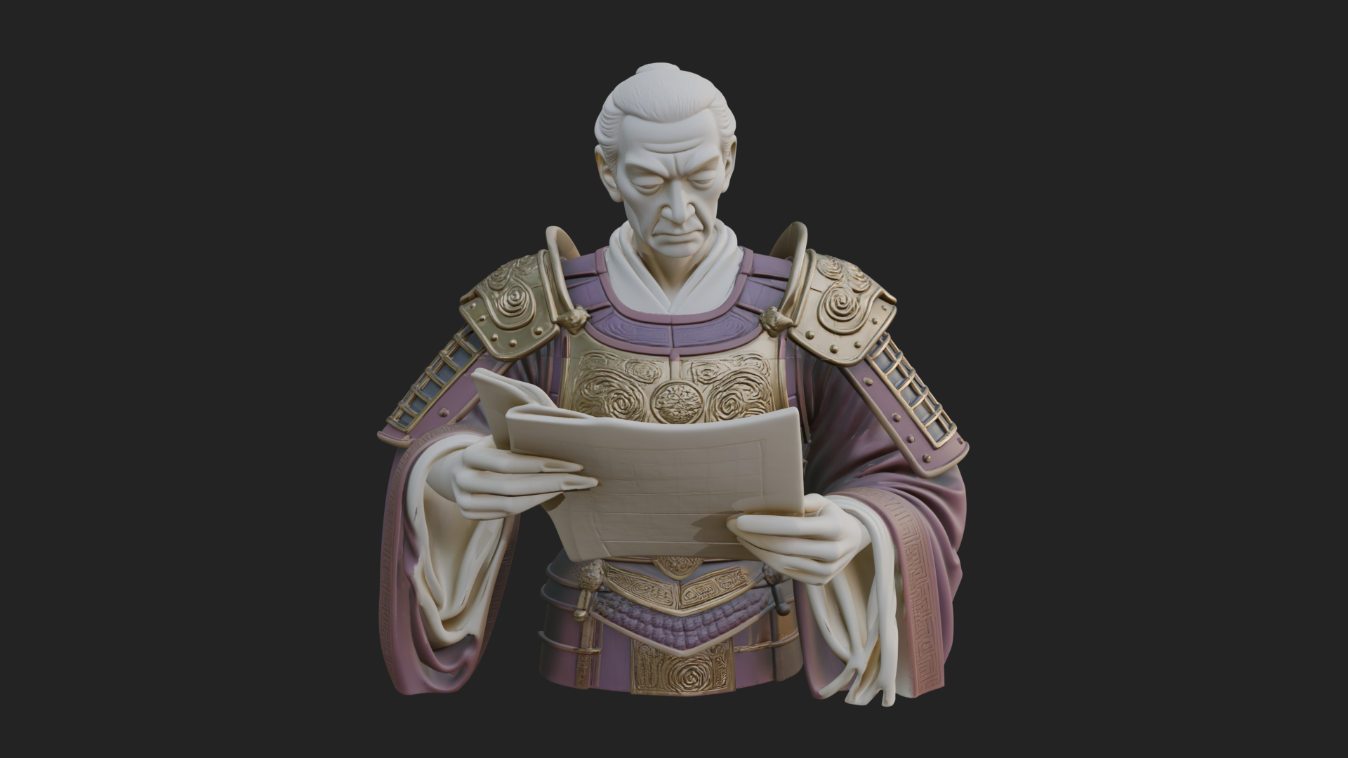 Armored Strategist Bust Design 3 3D Print Model 3D Model