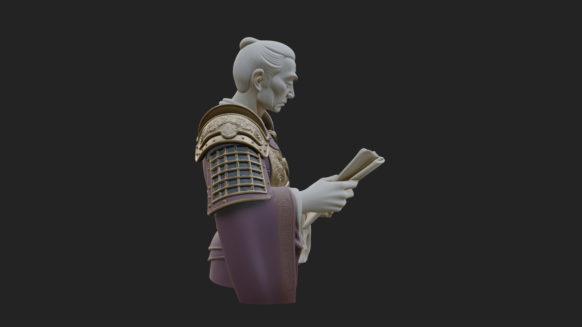 Armored Strategist Bust Design 3 3D Print Model 3D Model