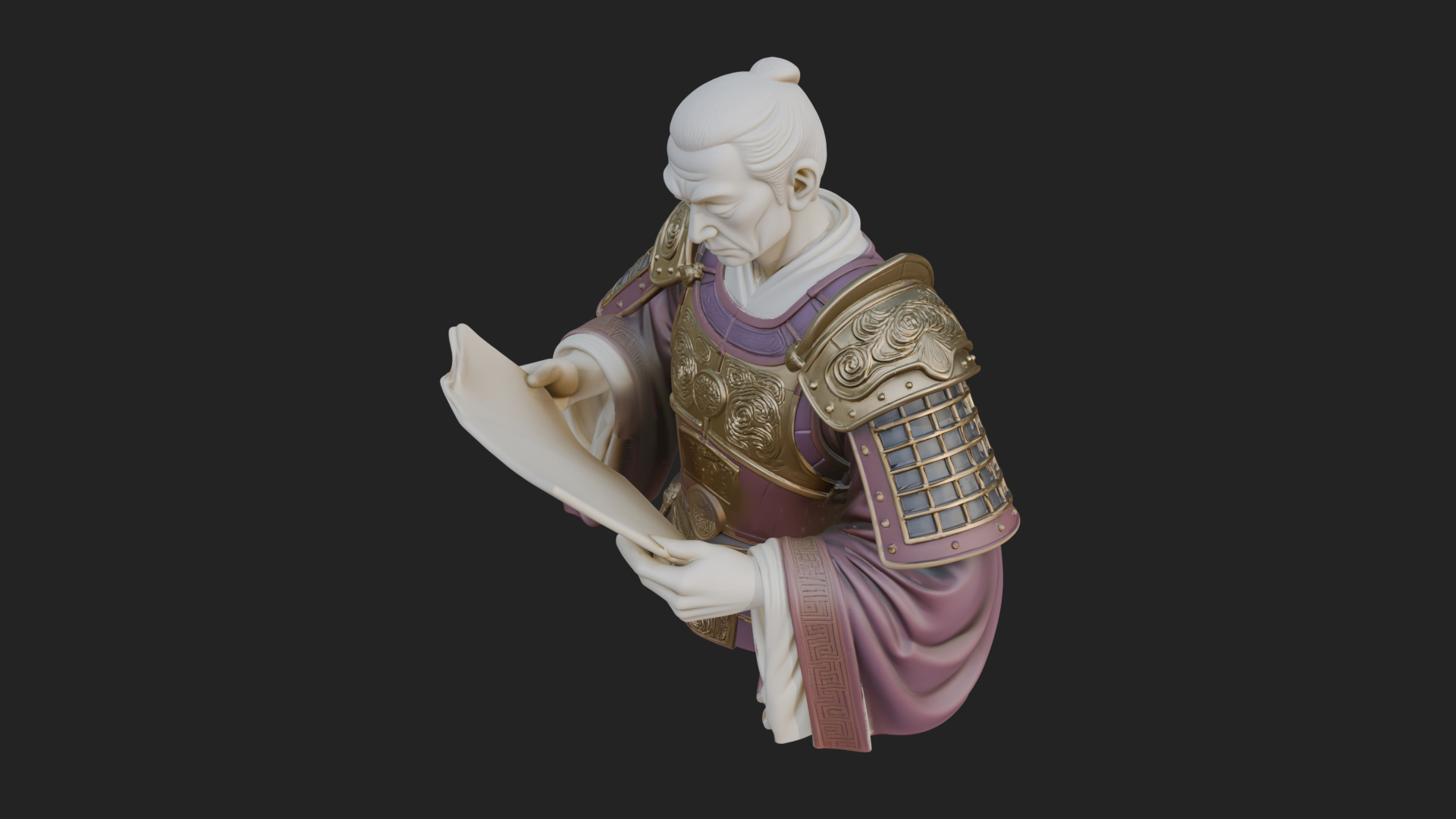 Armored Strategist Bust Design 3 3D Print Model 3D Model