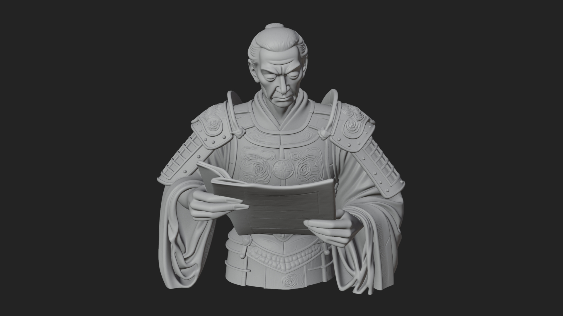 Armored Strategist Bust Design 3 3D Print Model 3D Model
