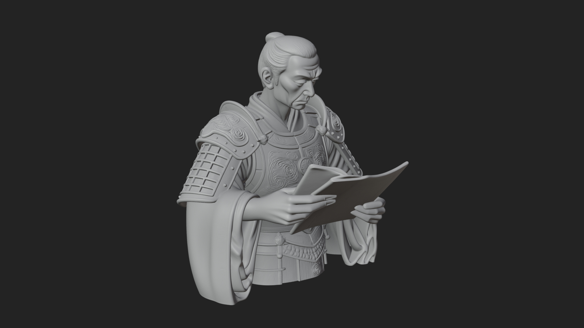 Armored Strategist Bust Design 3 3D Print Model 3D Model