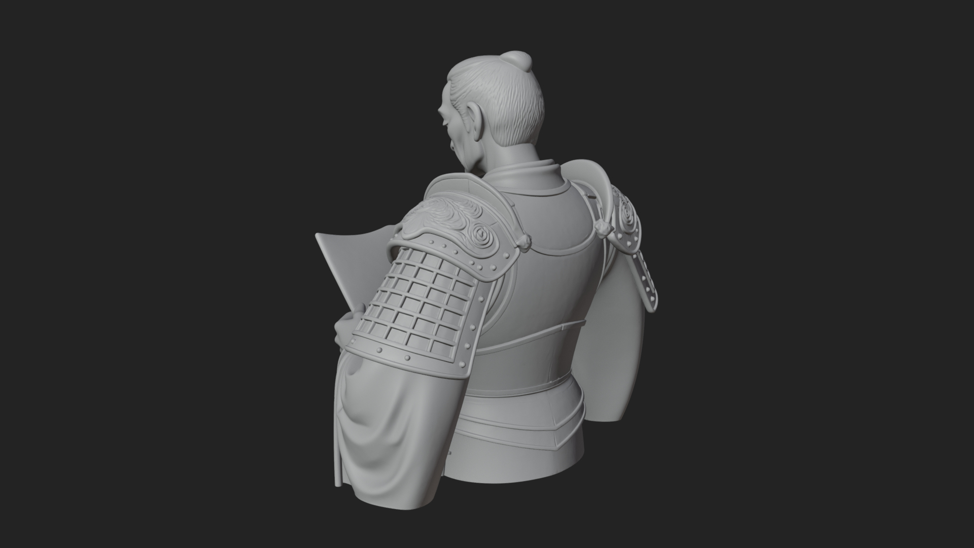 Armored Strategist Bust Design 3 3D Print Model 3D Model