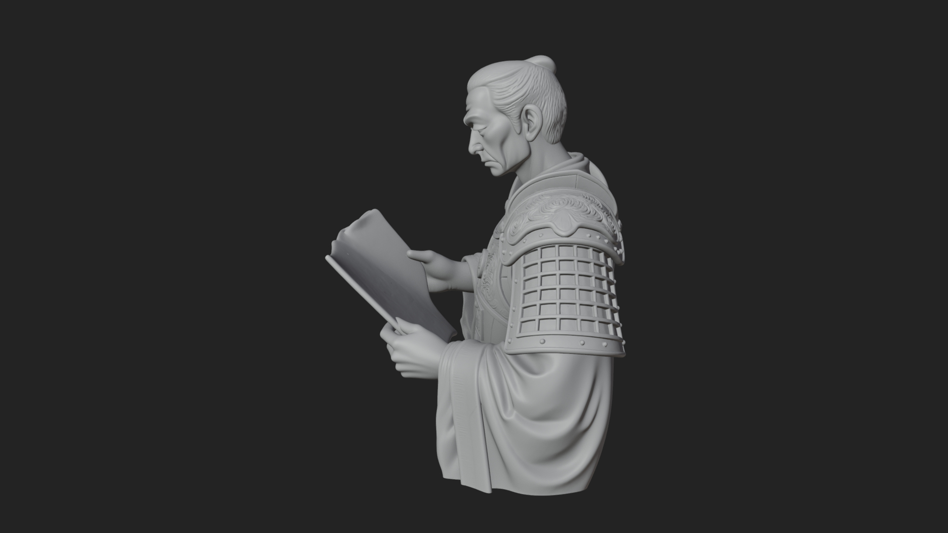 Armored Strategist Bust Design 3 3D Print Model 3D Model