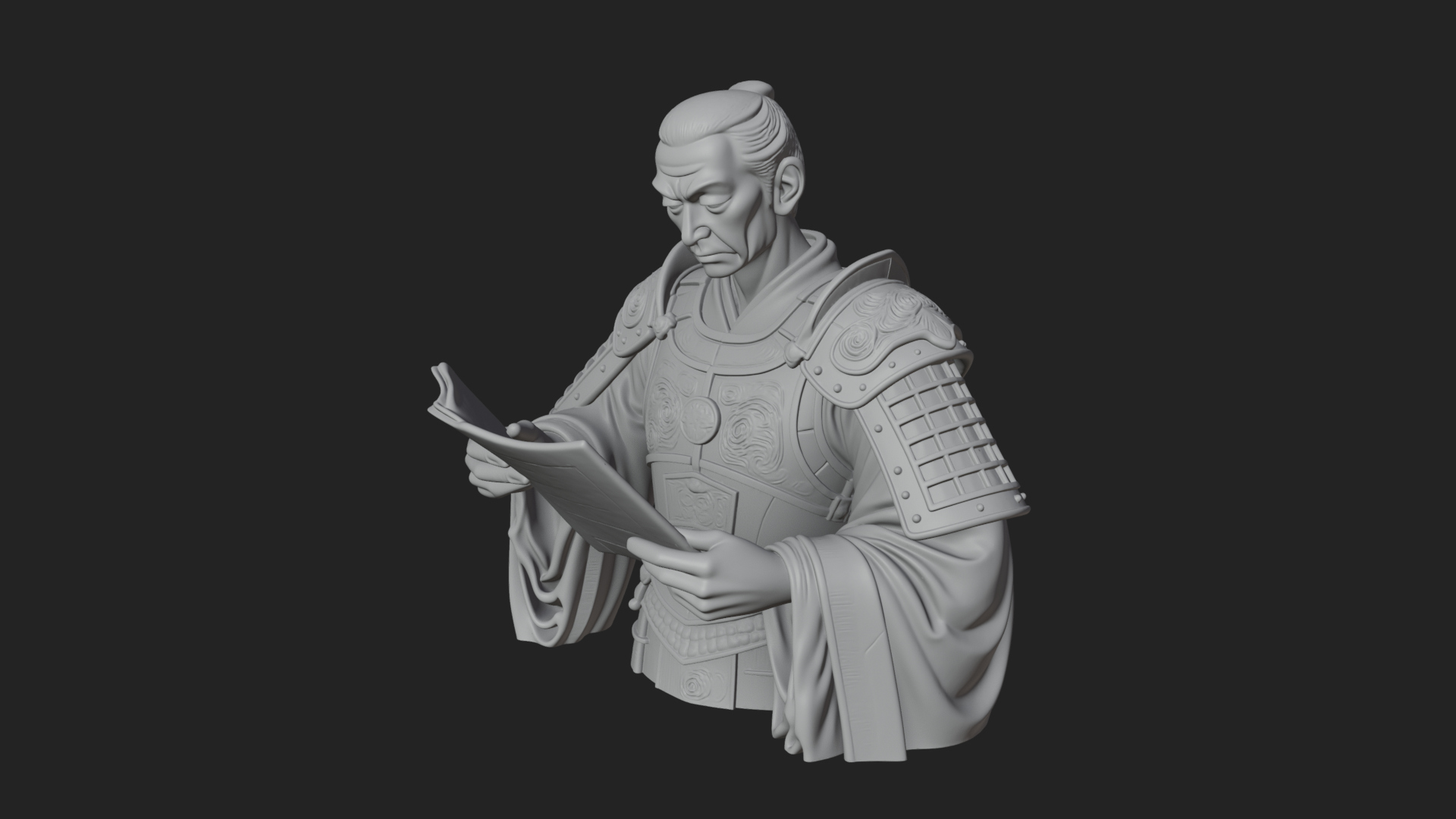 Armored Strategist Bust Design 3 3D Print Model 3D Model