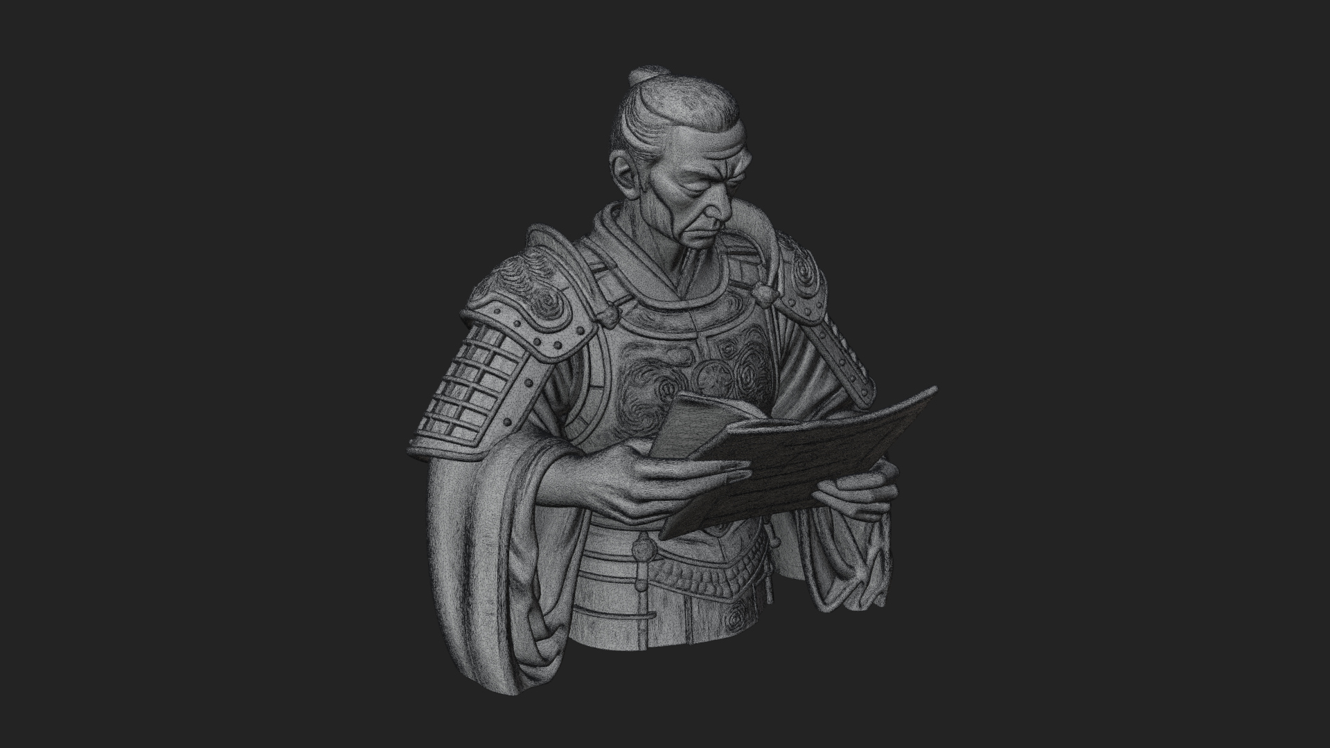 Armored Strategist Bust Design 3 3D Print Model 3D Model